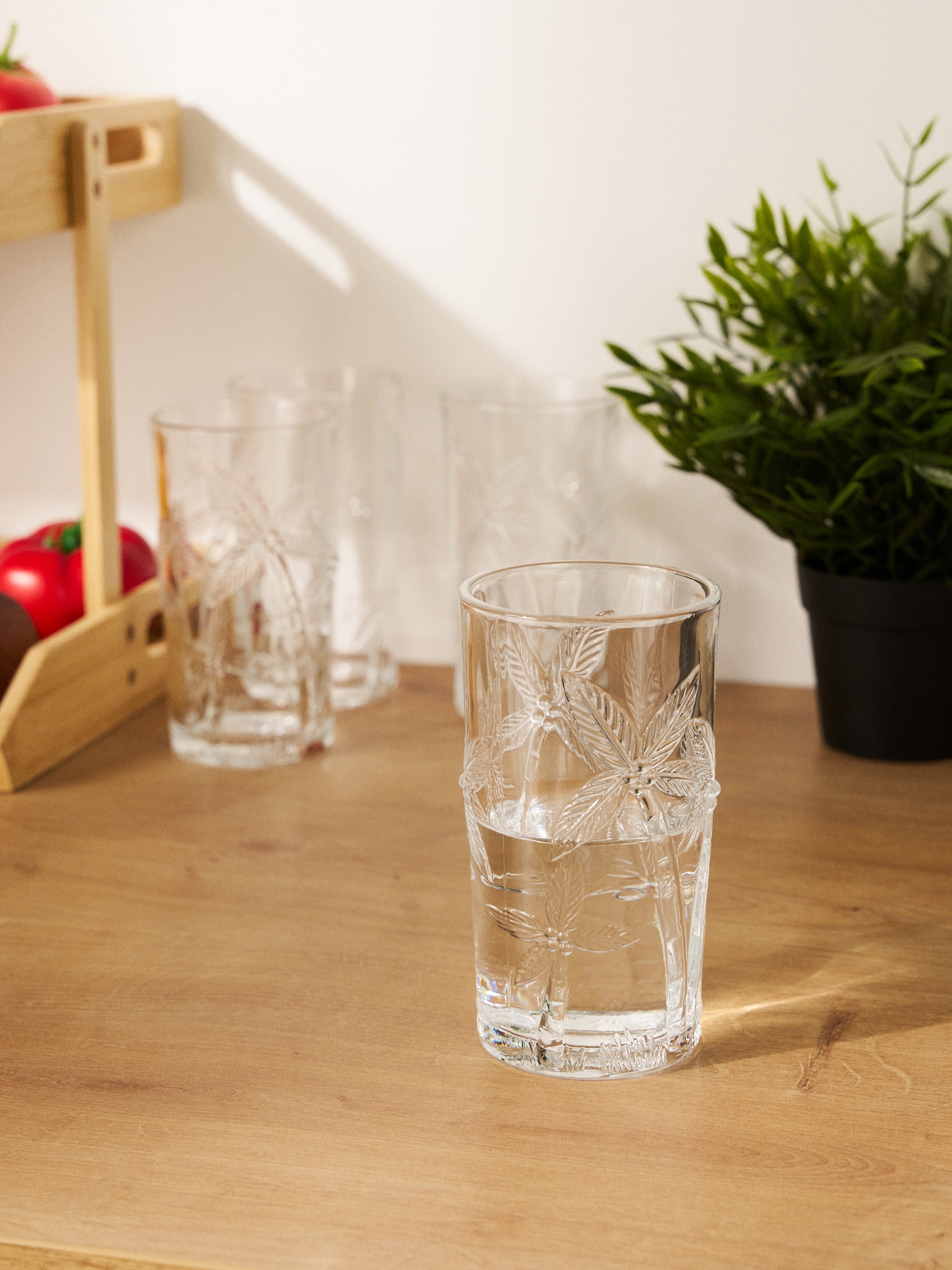 Zestaw szklanek z tłoczonym wzorem palm 4 pack