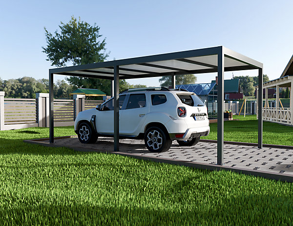 Carport autoportant aluminium gris RAL 7016 Cosmeo 3 x 6 m Alumin'home
