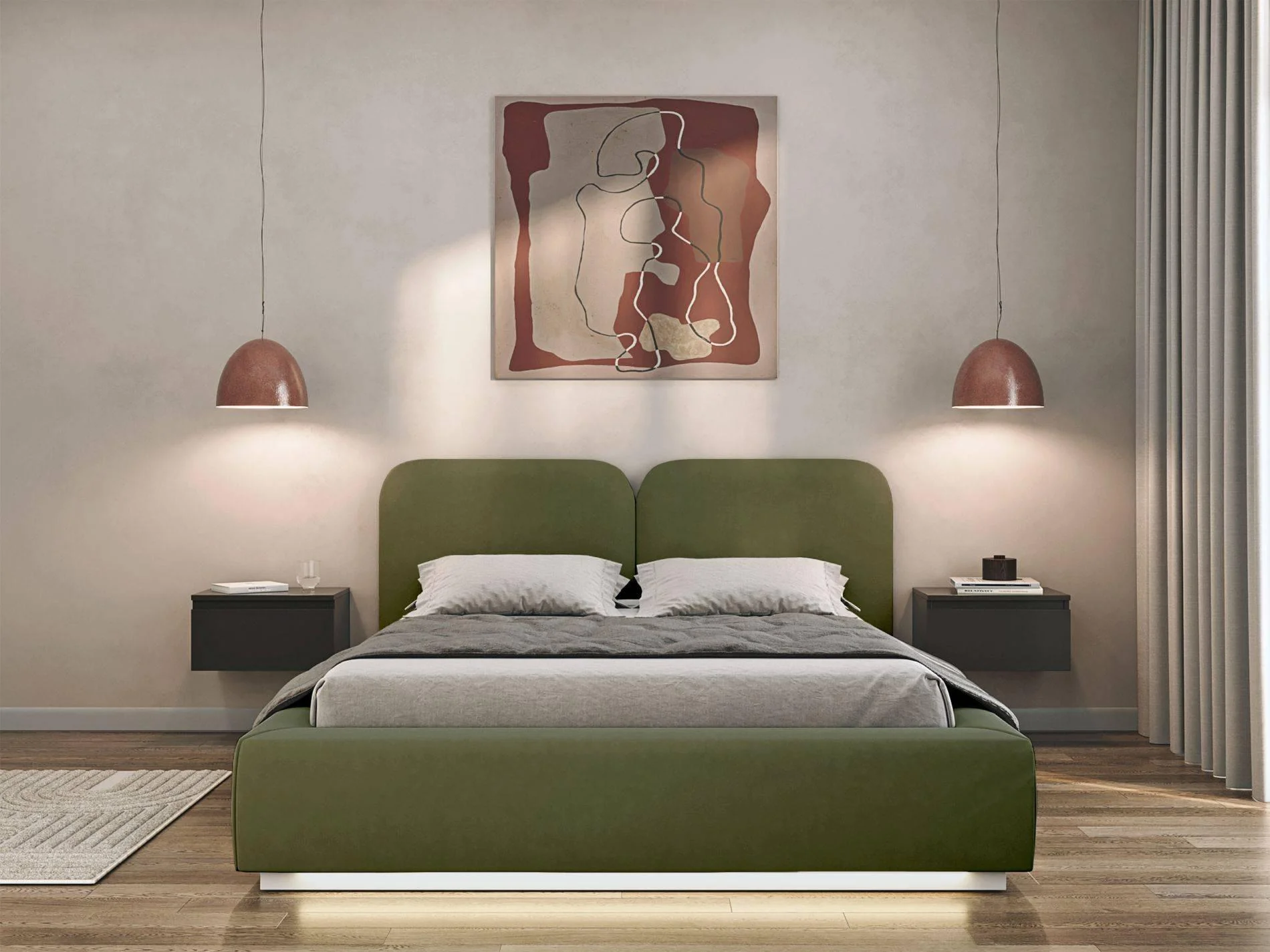 Bedframe Cremona velvet 140 x 200 cm met verlichting en opbergruimte
