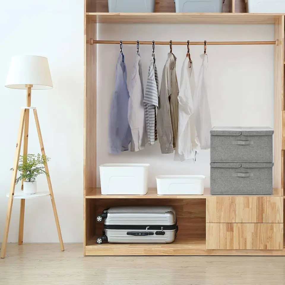 vidaXL - Opbergbox Opbergboxen - Grijs - Stof - 2 stuks