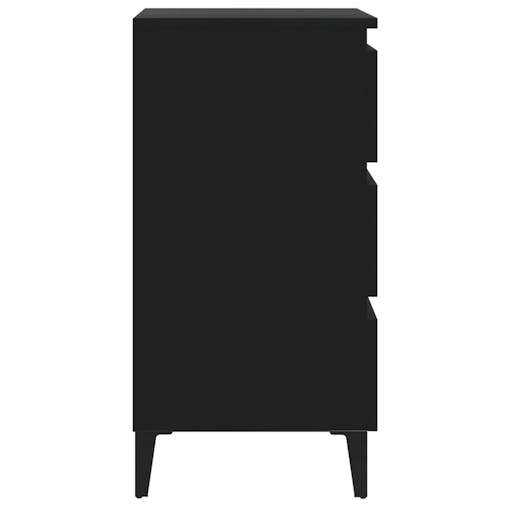 NNEVL Bed Cabinet with Metal Legs Black 40x35x69 cm