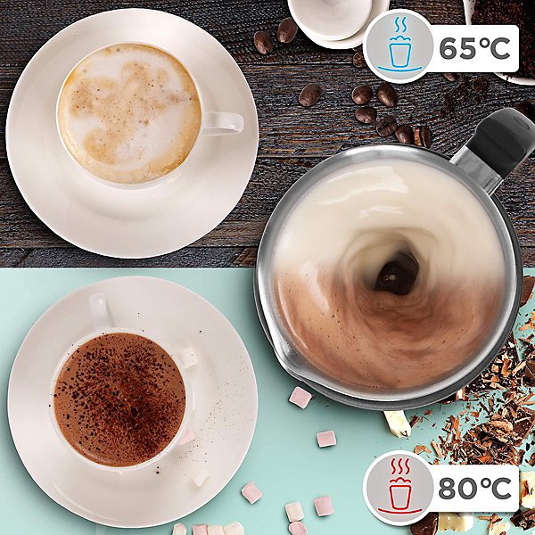 MF500 BK Mousseur à lait électrique 550W Mousse chaude ou froide Lait chaud Pot en inox Capacité 500 ml Café latte Duronic