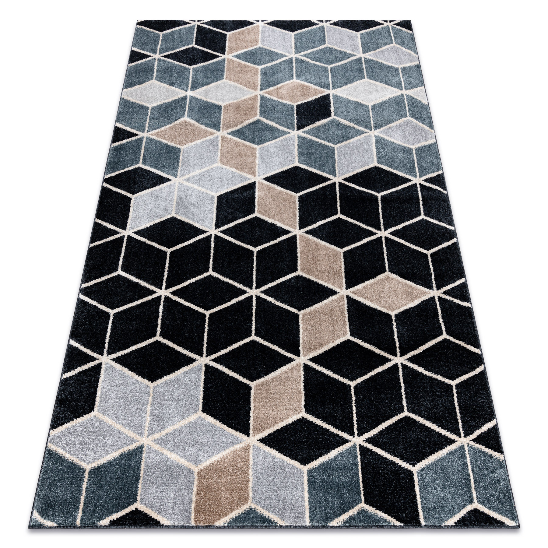 Dywan POLI 9139A Cube kostka 3D czarny / szary 120x170 cm