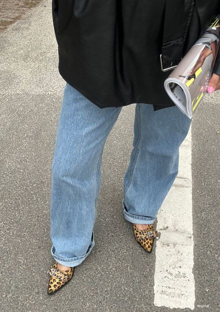 Leopard buckle slingbacks