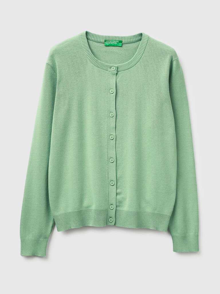Sage green cardigan in cotton tricot