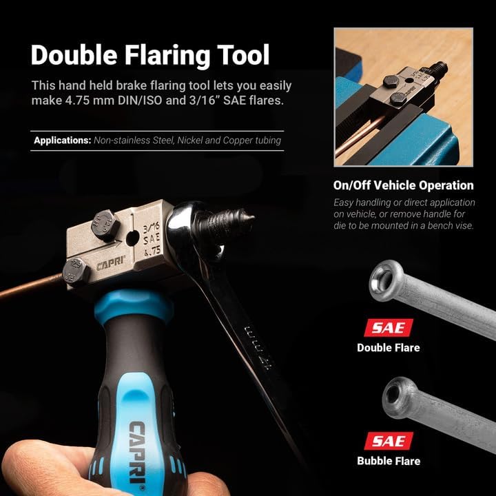 Capri Tools 3/16 in. Double Flaring Tool Kit for Brake Lines 3/16 SAE (4.75 mm) with Wrenches, Tube Cutter, and Tube Bender