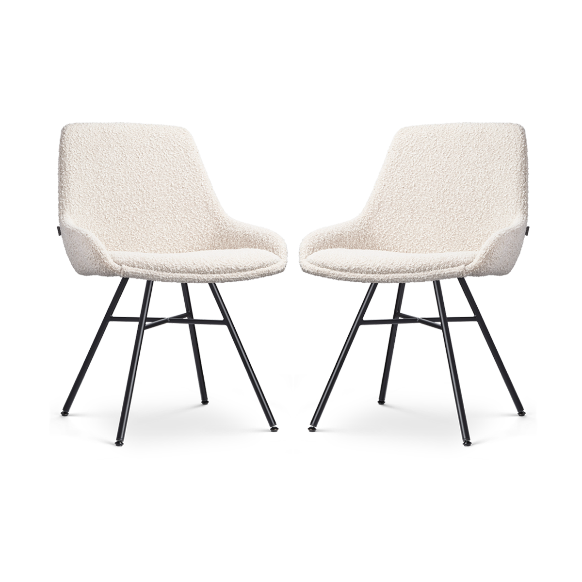 Nolon Noa-Isa Eetkamerstoelen Set van 2 - Bouclé Beige - Zwart