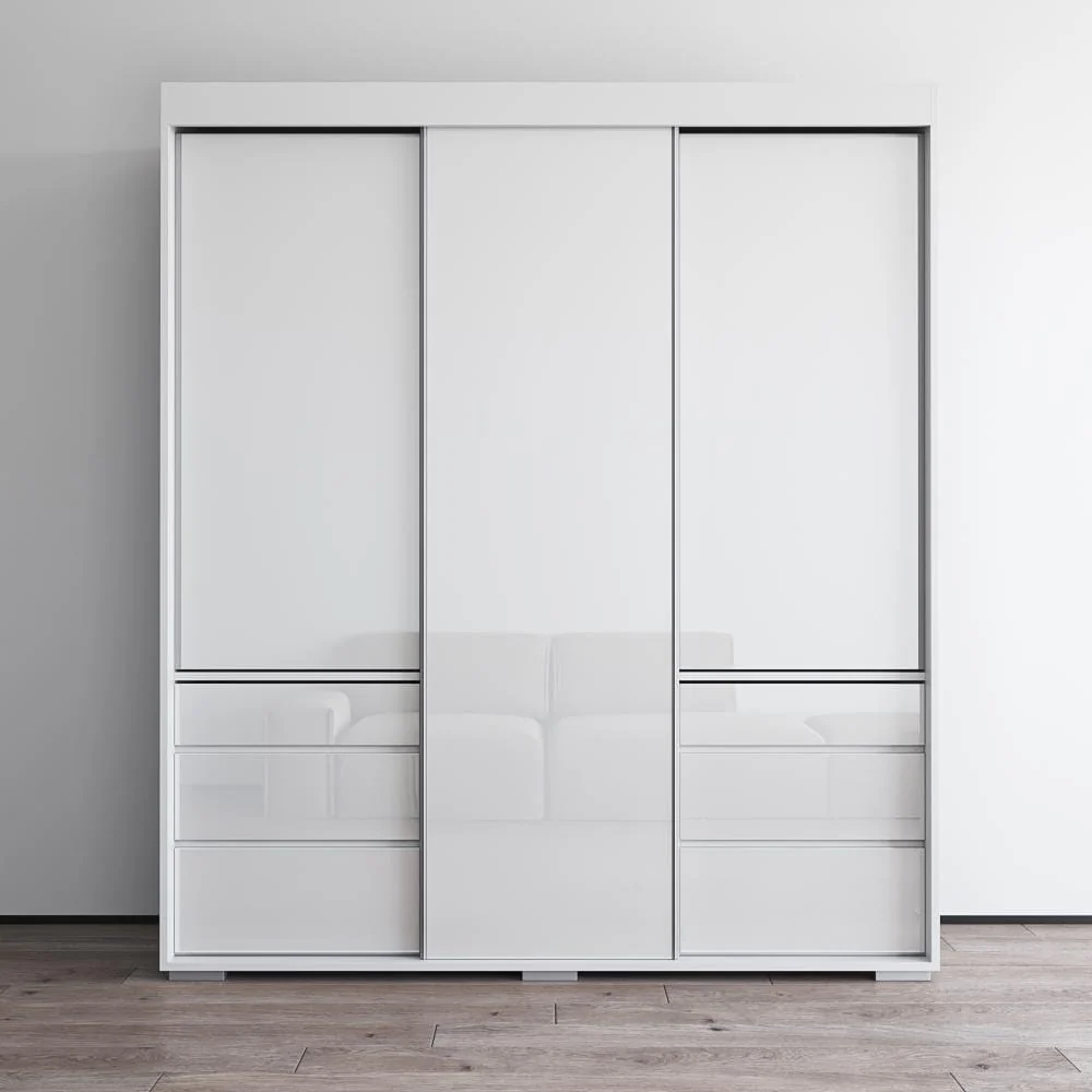 Monaco 3-door Modern 71-inch Glass Front Wardrobe