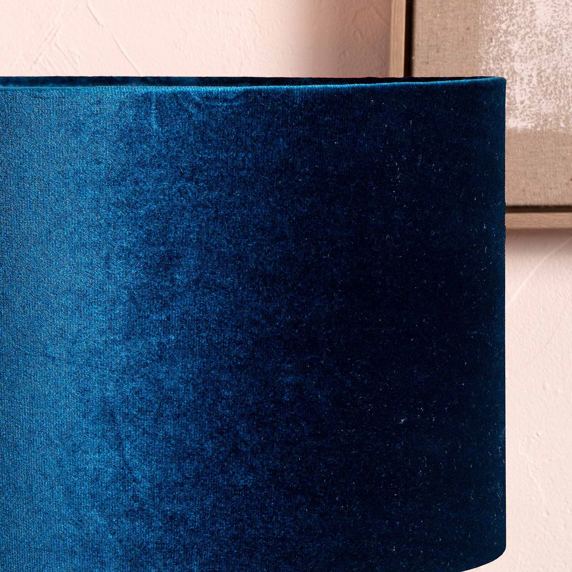 Ruma Royal Blue Velvet Cylinder Lampshade for Table Lamps