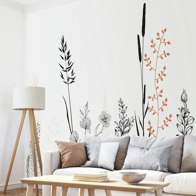 VEGETALIST - Papier Peint Panoramique L336xH270cm Noir Végétal