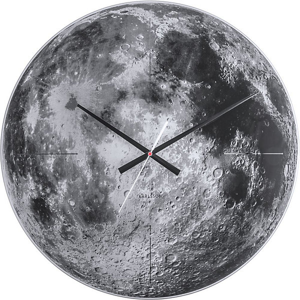 Horloge en verre Lune 60 cm - Gris