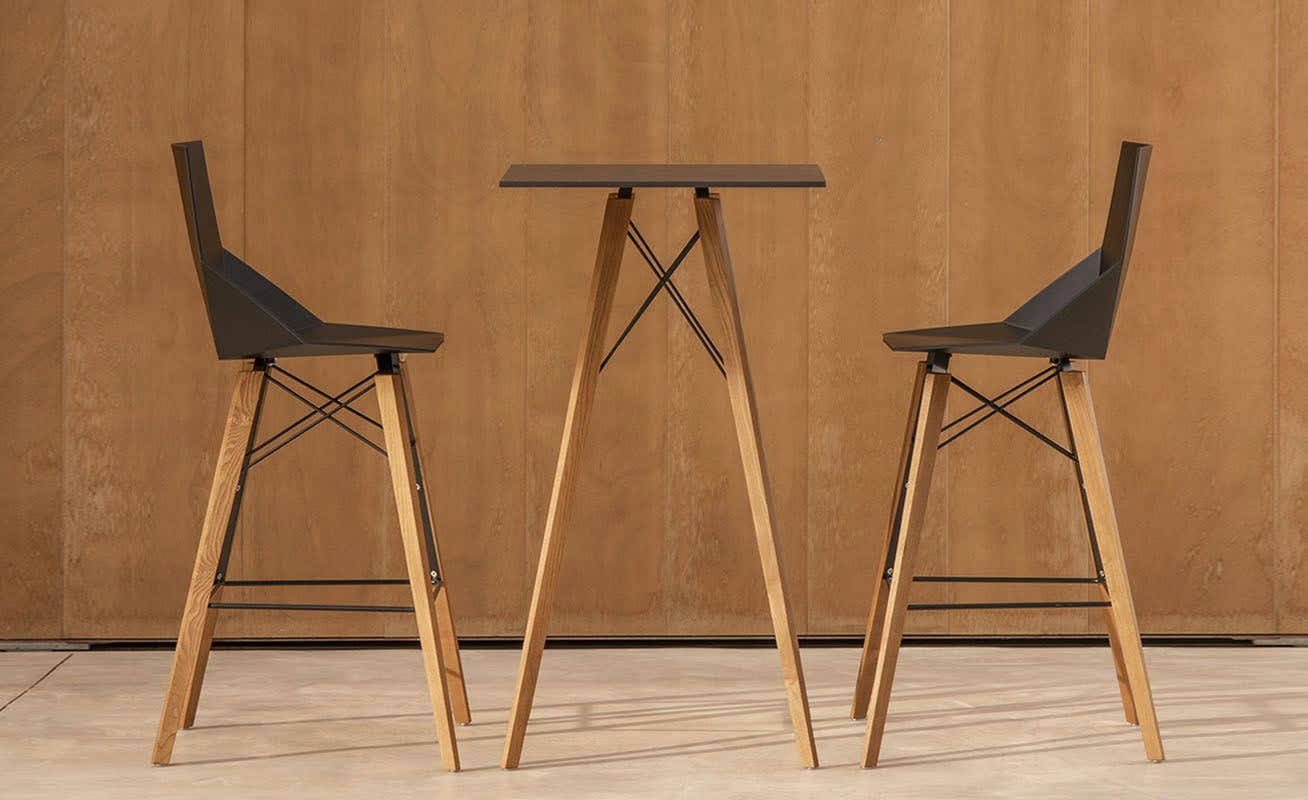 FAZ WOOD - Tabouret de bar noir