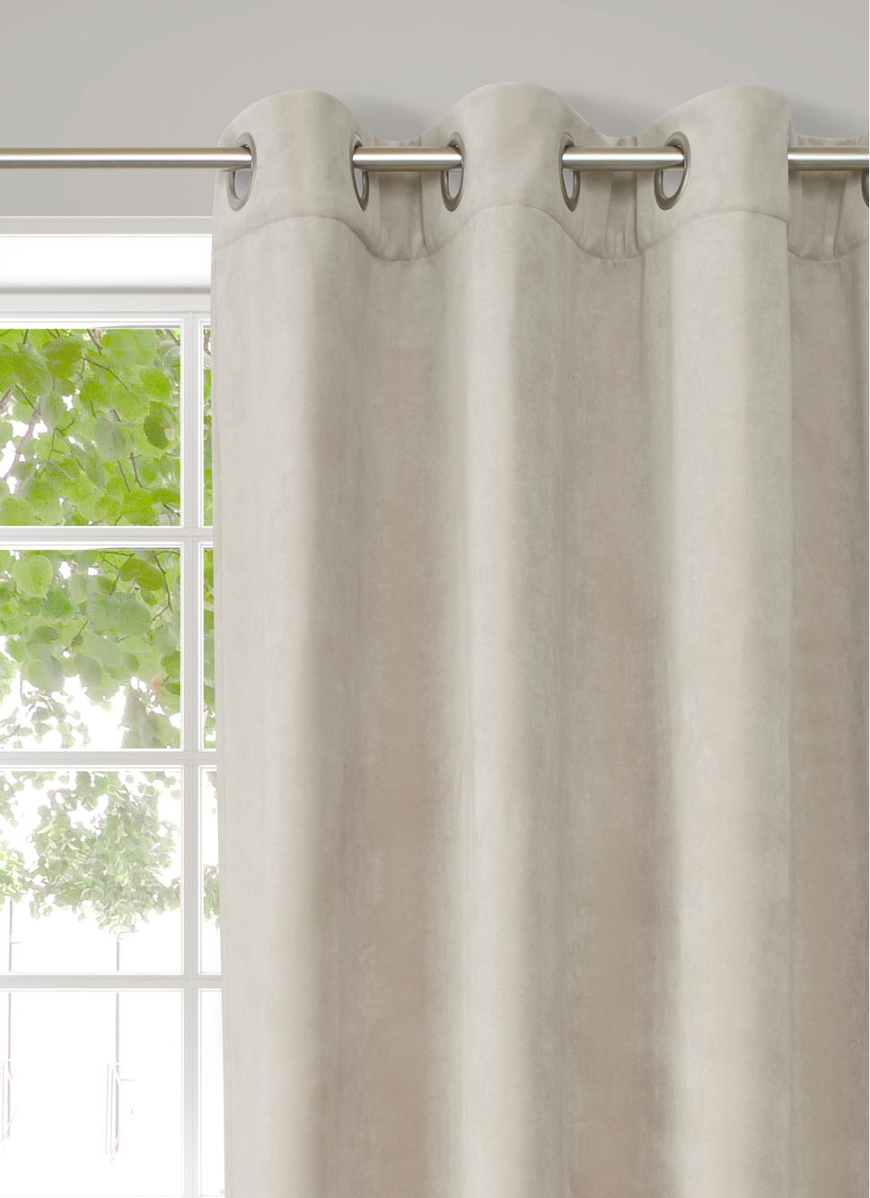 RIDEAU THERMIQUE UNI EN VELOURSDOUBLÉ POLAIRE NATUREL