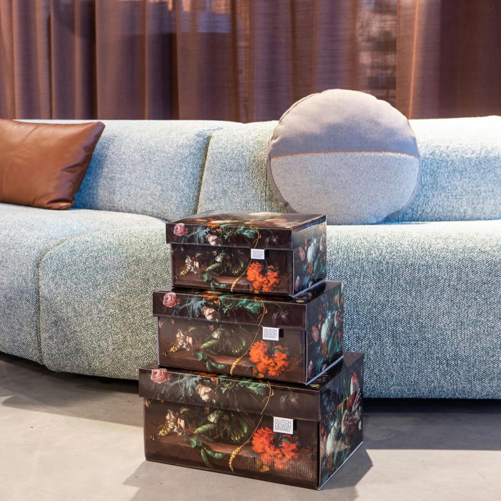 FLOWERS - Lot de 2 petites boites de rangement carton multicolore 28x21x14cm