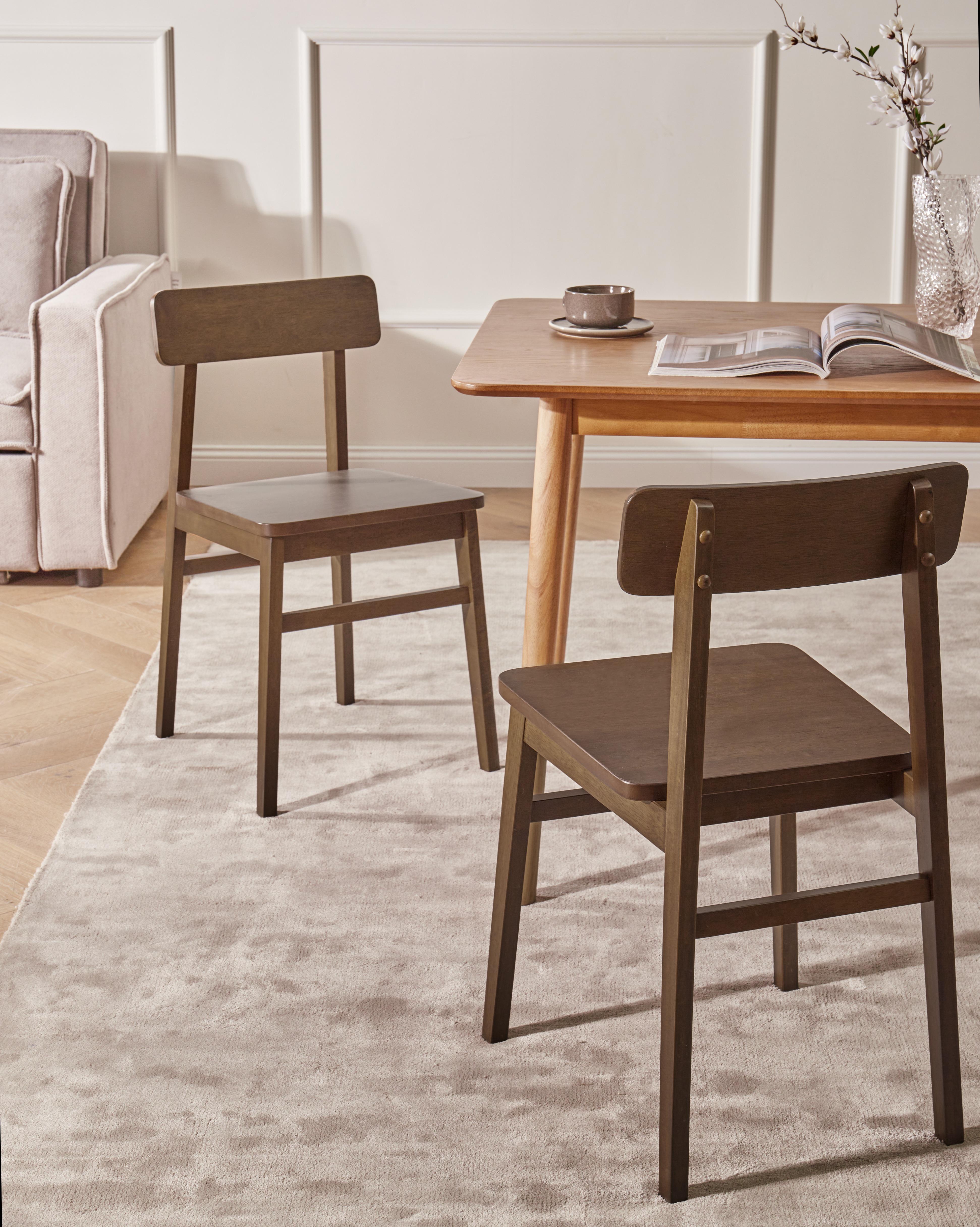 Set of 2 Dining Chairs GORRE Wood Dark Brown