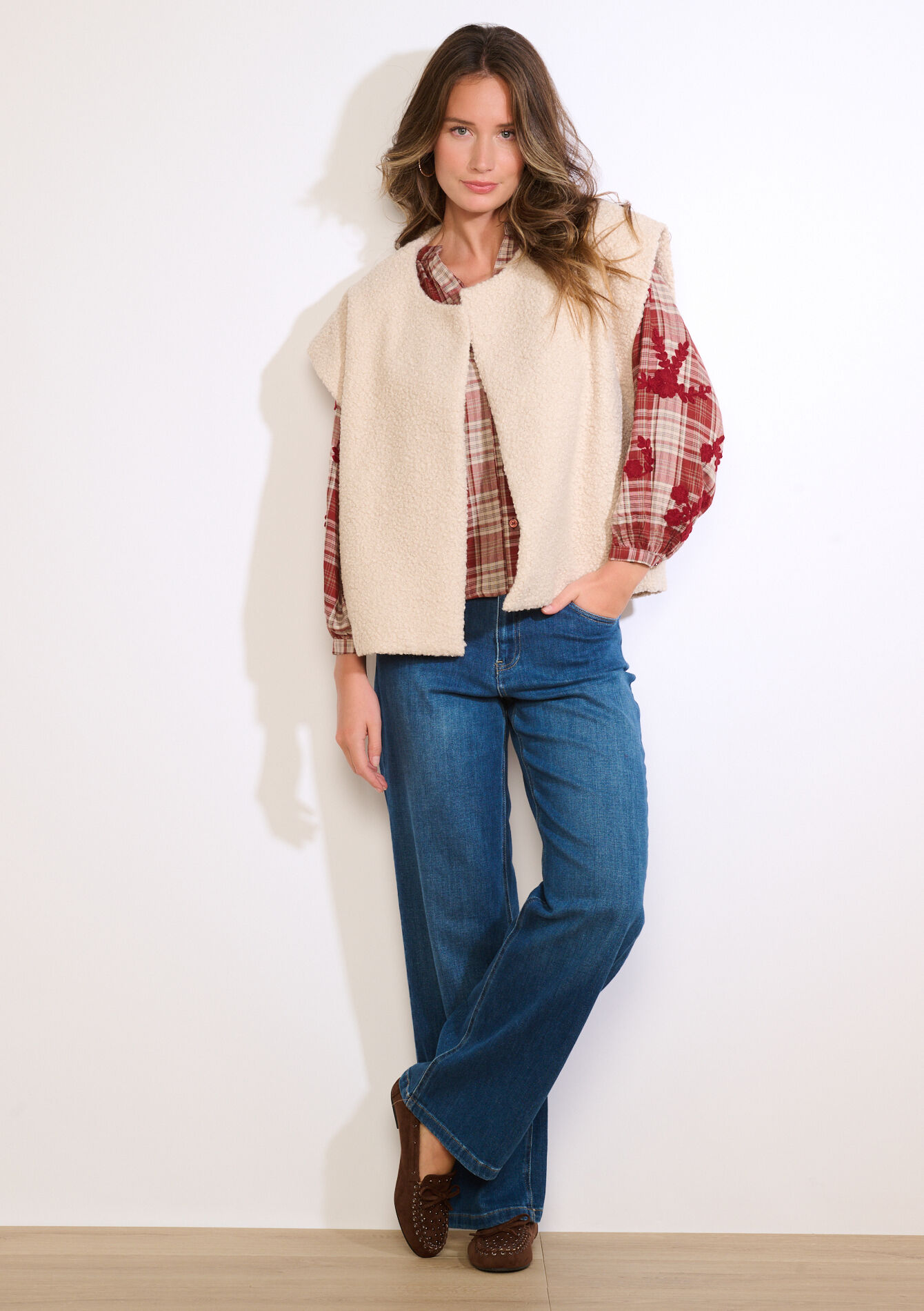 Mouwloos teddy gilet