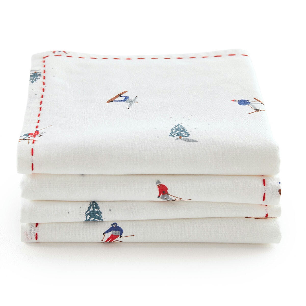 Lot 4 serviettes de table, coton lavé, Tout Schuss