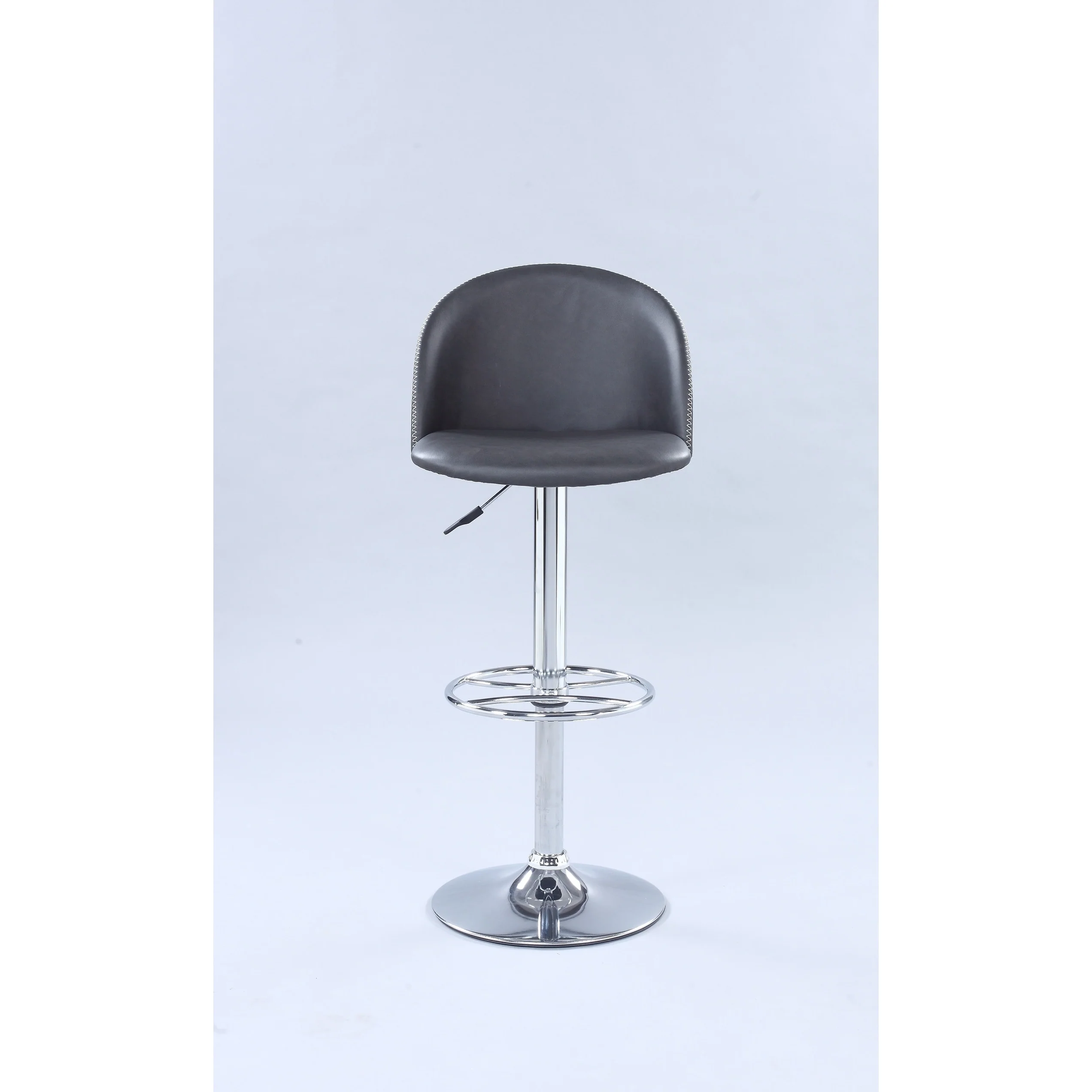 Somette Rounded Back Pneumatic Adjustable Stool with Dark Gray Faux Leather
