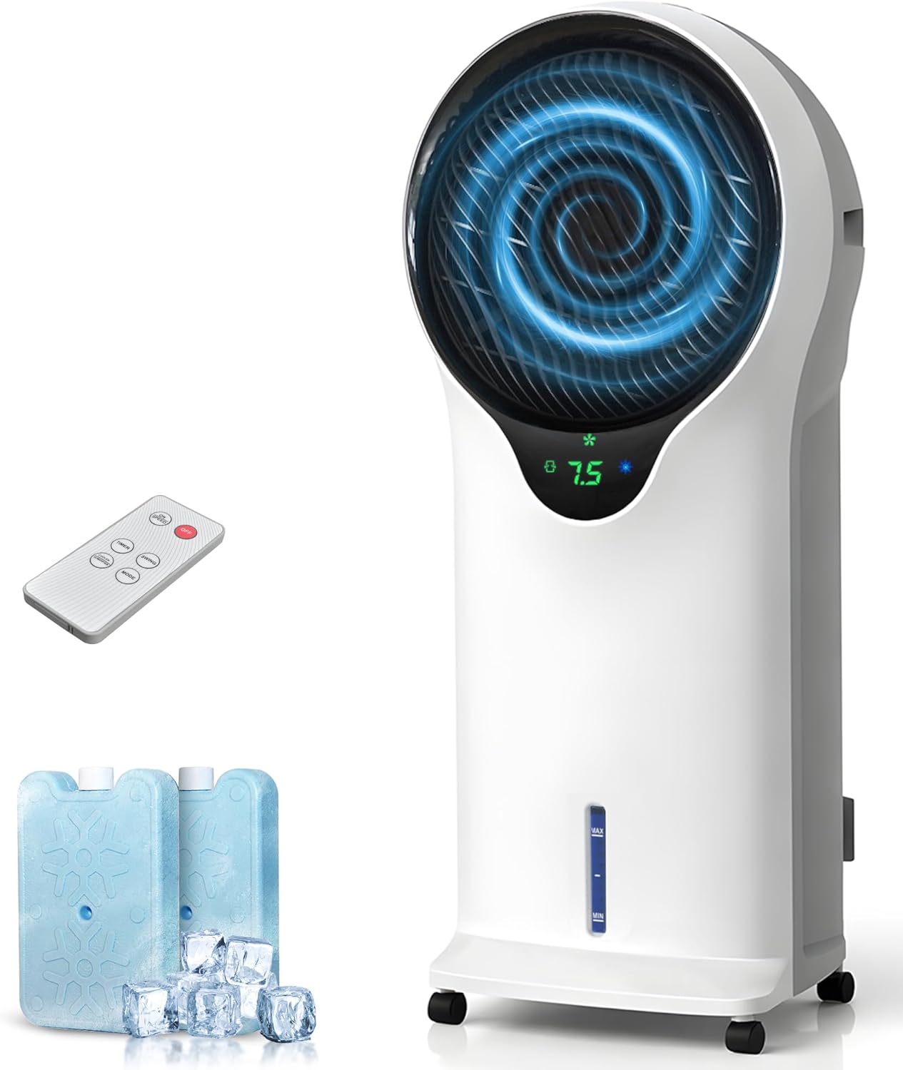 3-in-1 Evaporative Air Cooler - Portable Swamp Cooler Air Conditioner with 5.5L Water Tank & 2 Ice Packs, 3 Speeds, 3 Modes, Cooling Fans that Blow Cold Air for Home & Office, Mother's Day