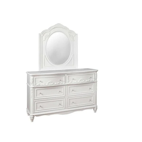 Angela White Finished Wood 6-drawer Dresser with Mirror