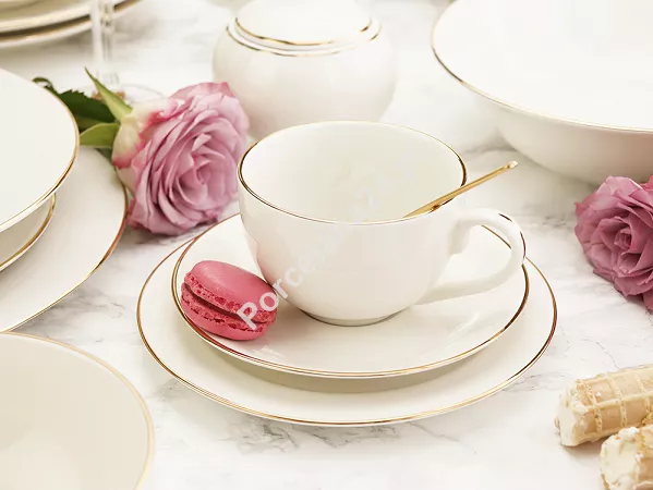 Serwis obiadowo - herbaciany na 12 osób (105 el.) Bogucice - Lolita Cream Gold 1258