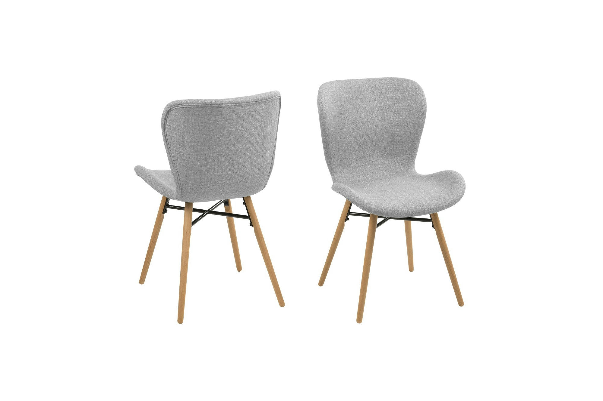 MATILDA - Lot de 2 chaises tissu et bois chêne