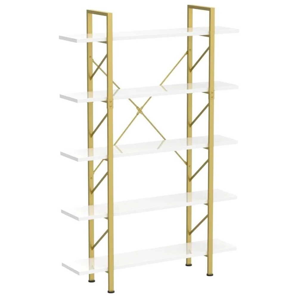 Moasis Industrial 5-Tier Bookshelf Vintage Large Bookcase Display Rack 5 Shelves for Living Room