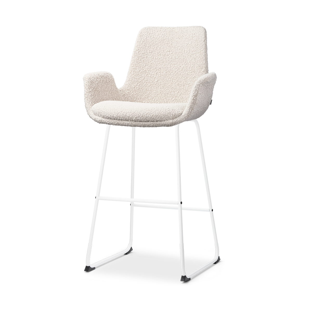 Nolon Nino-Eef Barkruk Bouclé Beige - met Armleuning - Wit - 75 cm