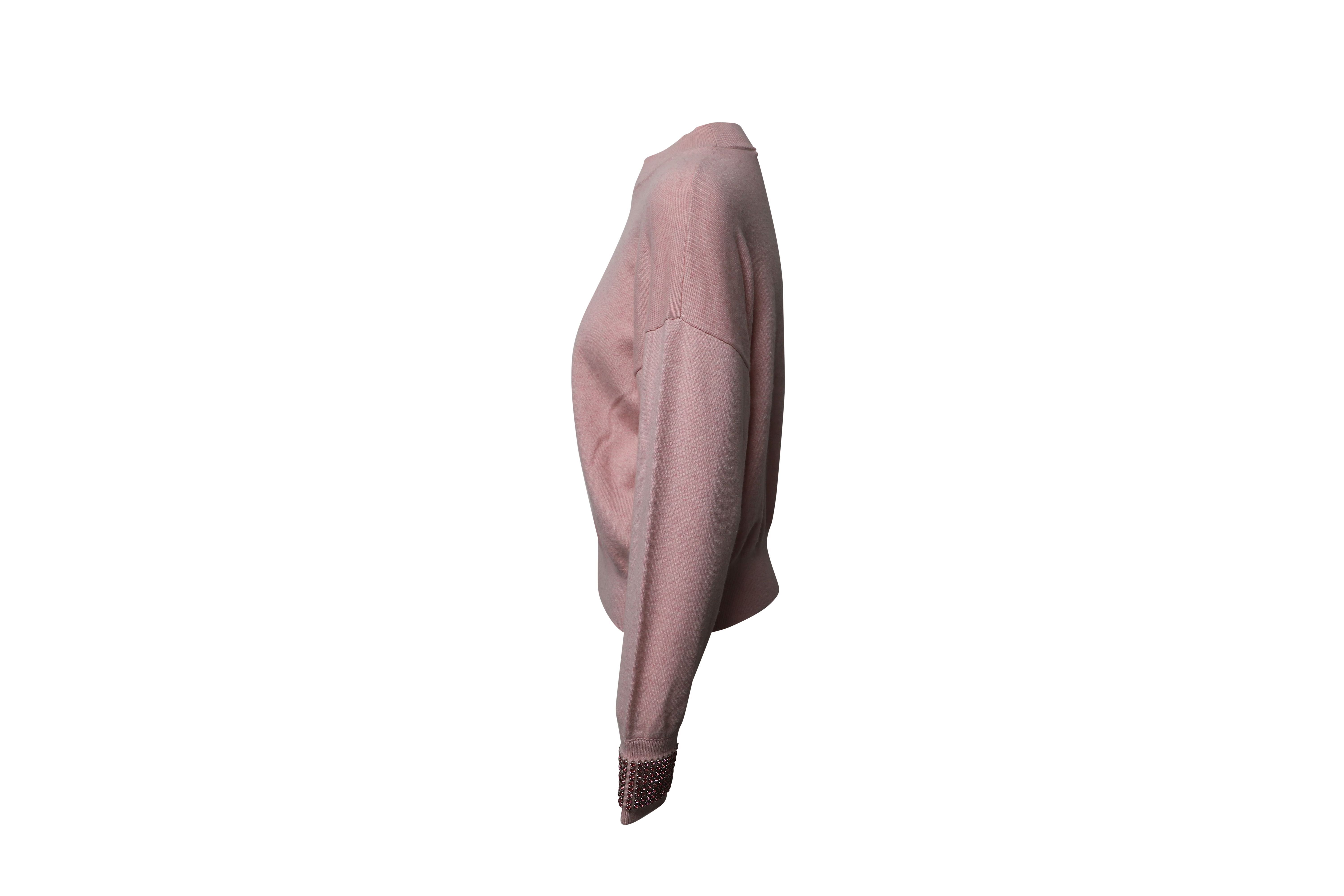 Alexander Wang Preloved Sweater with Crystal Cuffs in Pink Wool
