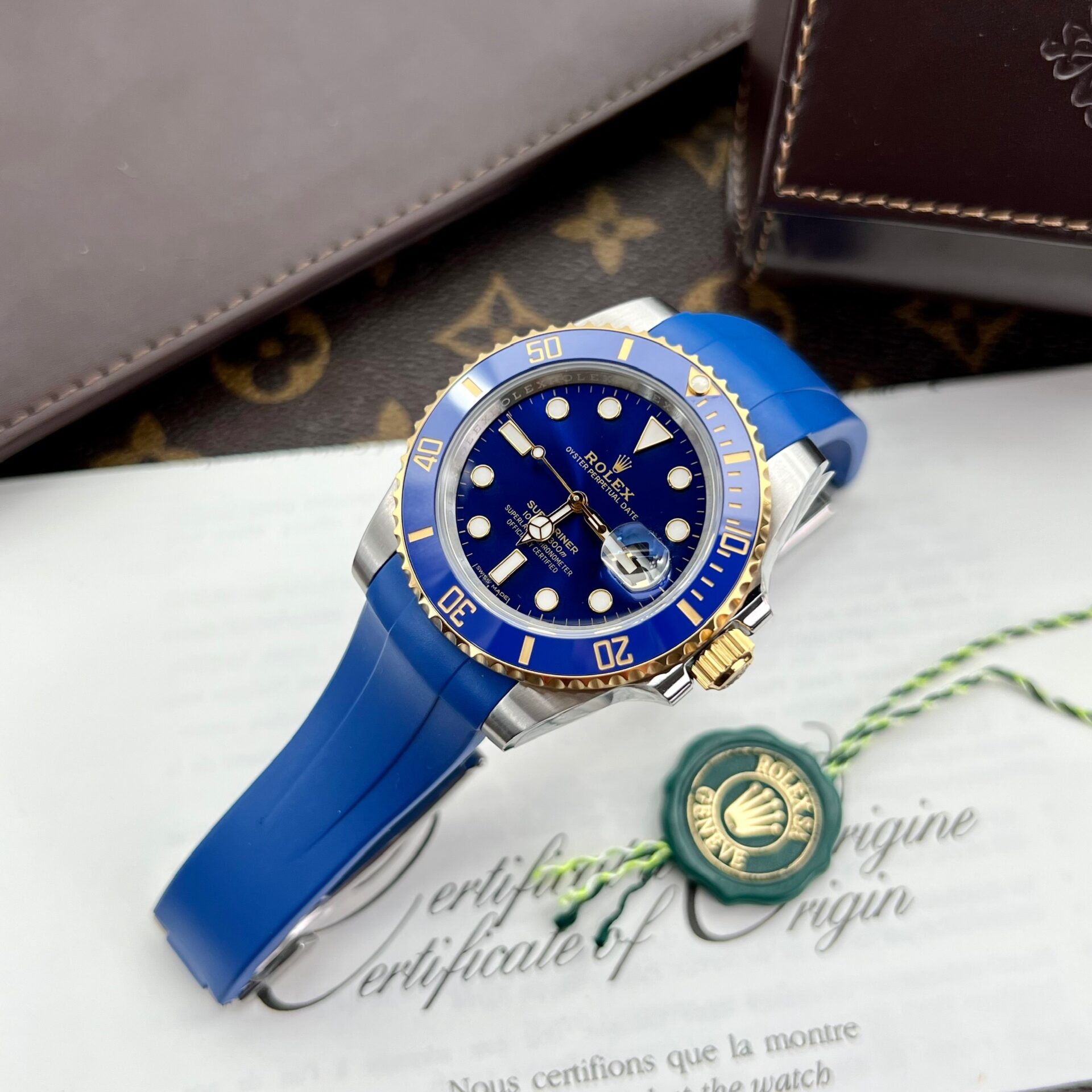 Rolex Submariner SS/YG Plated Blue Dial 40mm Oysterflex Super Clone