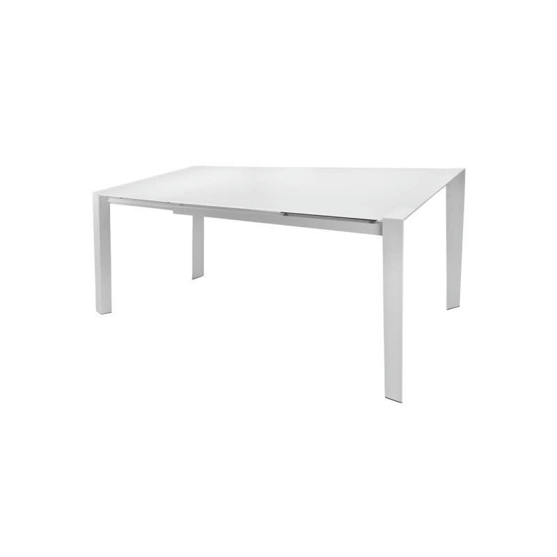 LUCIOLE - Table extensible 120 à 180 cm plateau verre blanc