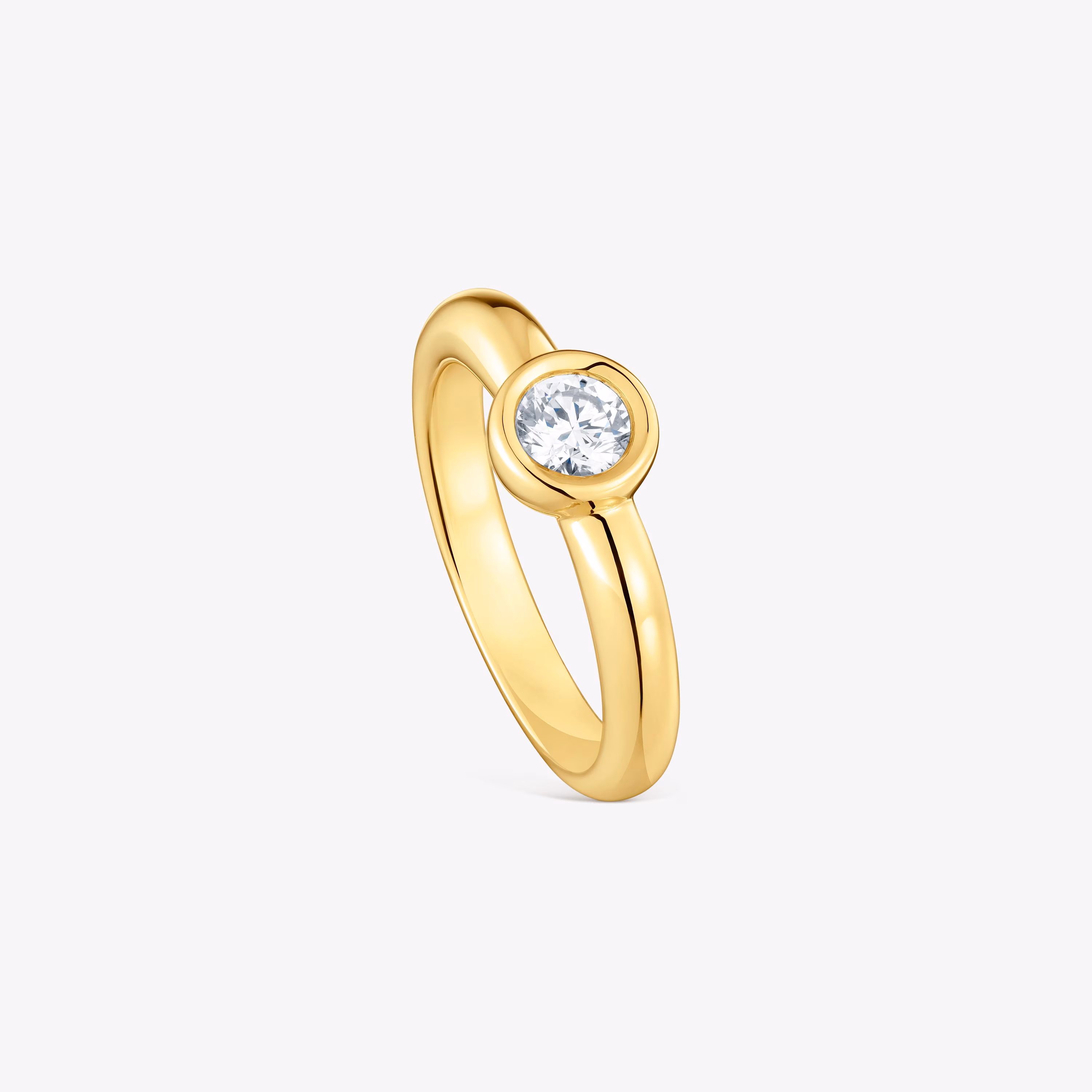 Anillo ancho con baño de oro 18 kt sobre plata y diamante creado en laboratorio Line LGD