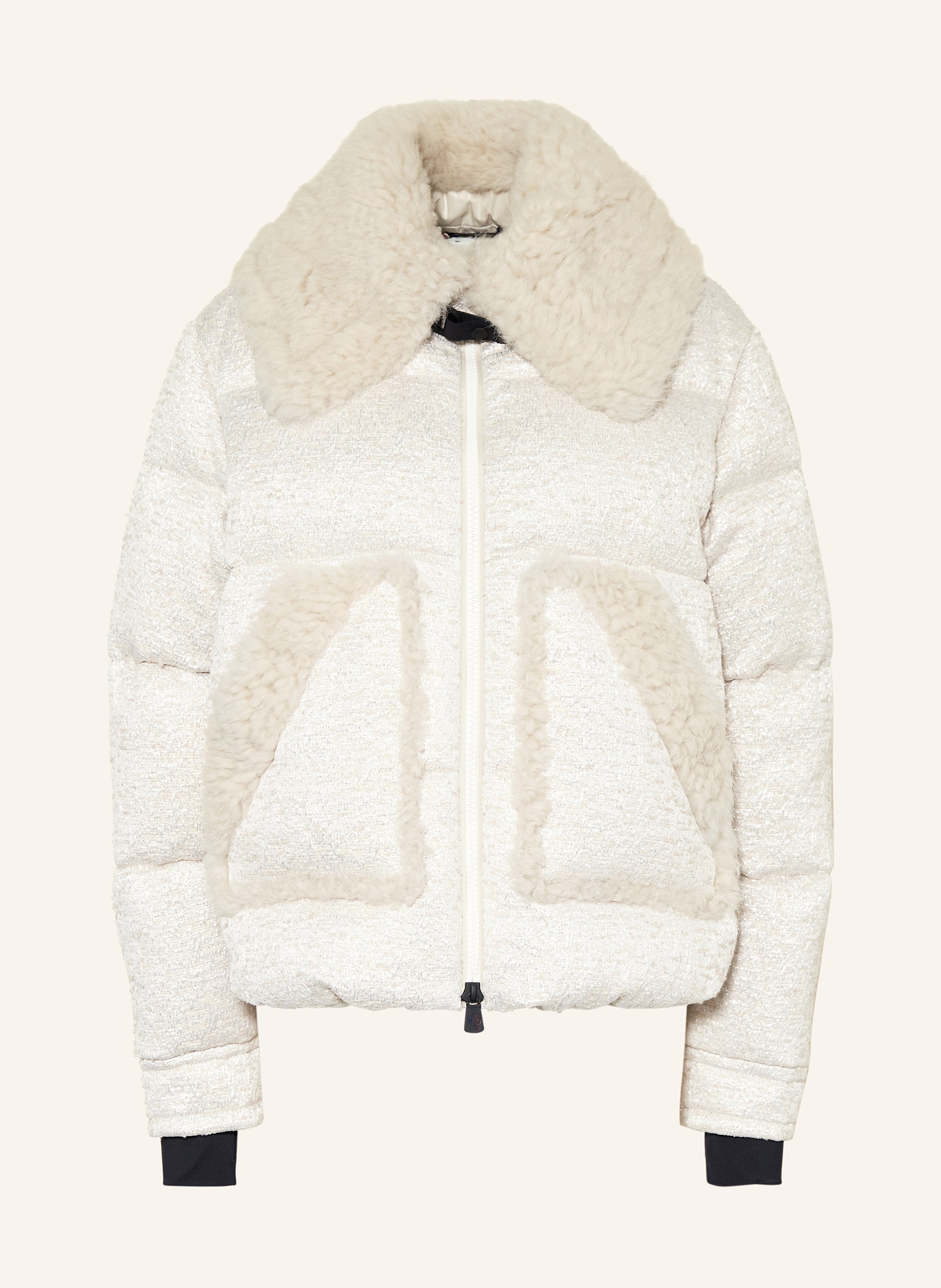 MONCLER GRENOBLE Bouclé-Daunenjacke STOWE mit Glitzergarn