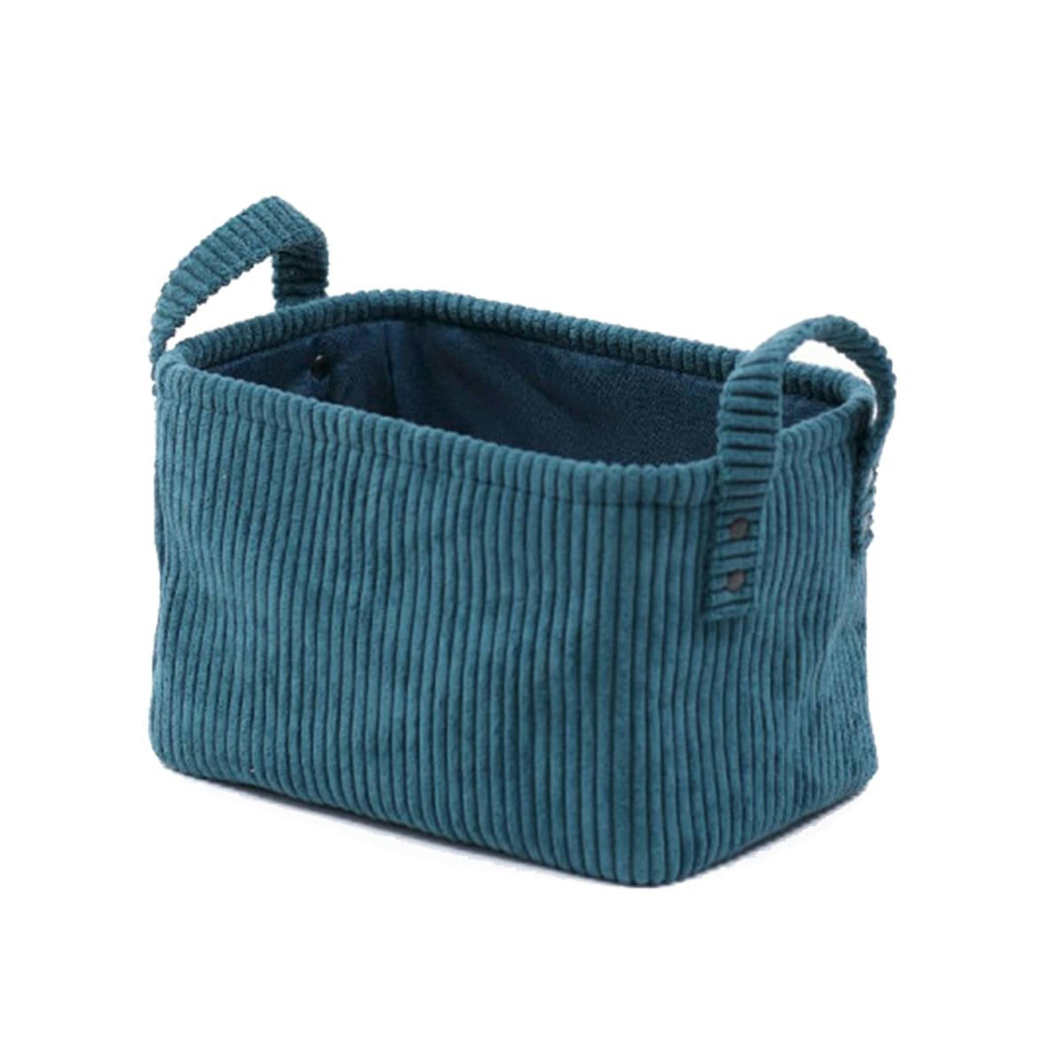 COZY - Corbeille rectangulaire cosy en velours côtelé paon