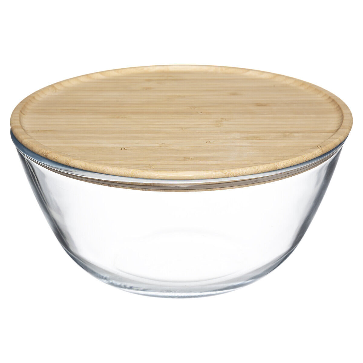 Saladeira em vidro 2,5l com tampa bambu