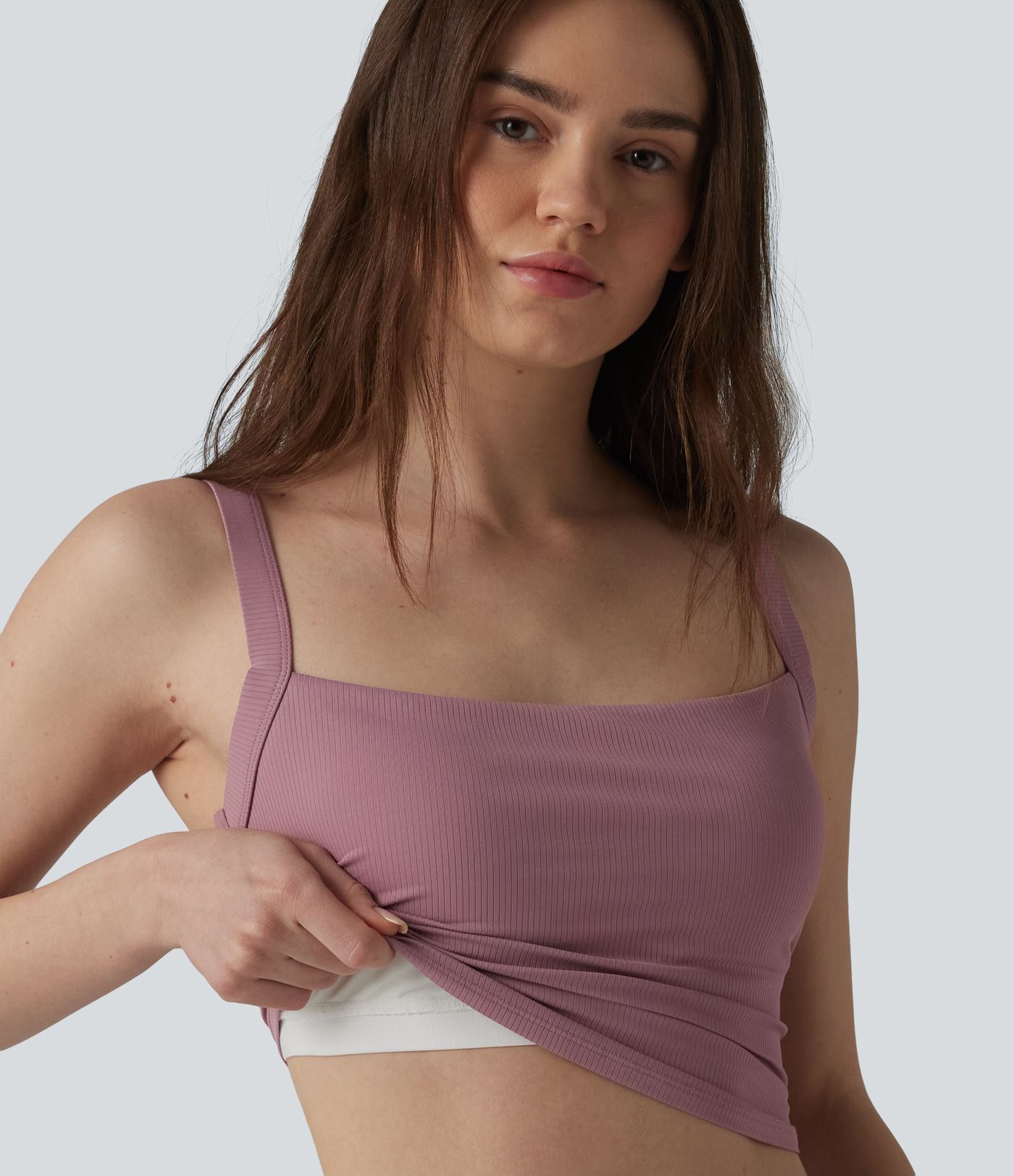 Débardeur décontracté en maille côtelée, doux au toucher, anti-odeurs, bretelles réglables, brassière intégrée, protection solaire UPF40
