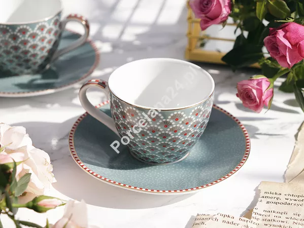 Komplet 2 filiżanek ze spodkiem 0,12 L Pip Studio - Blooming Tales Blue 51.BTB.004.222
