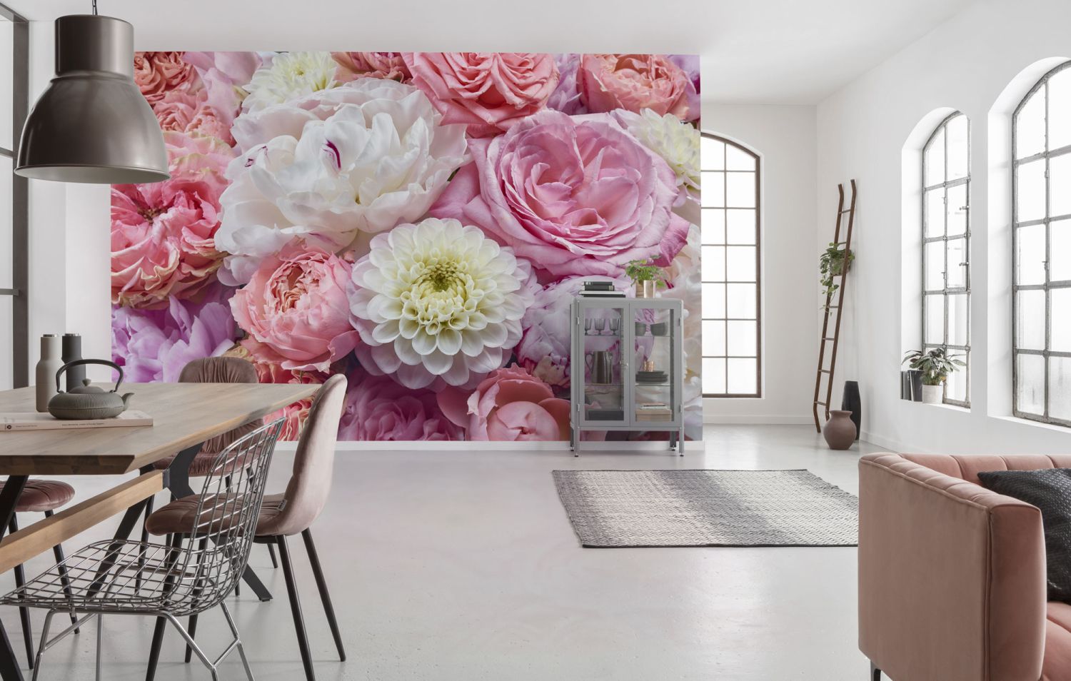 Komar fotobehang romantische bloemen roze - 368 x 254 cm - 610945