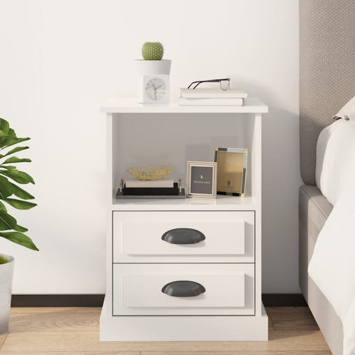 NNEVL Bedside Cabinet High Gloss White 43x36x60 cm