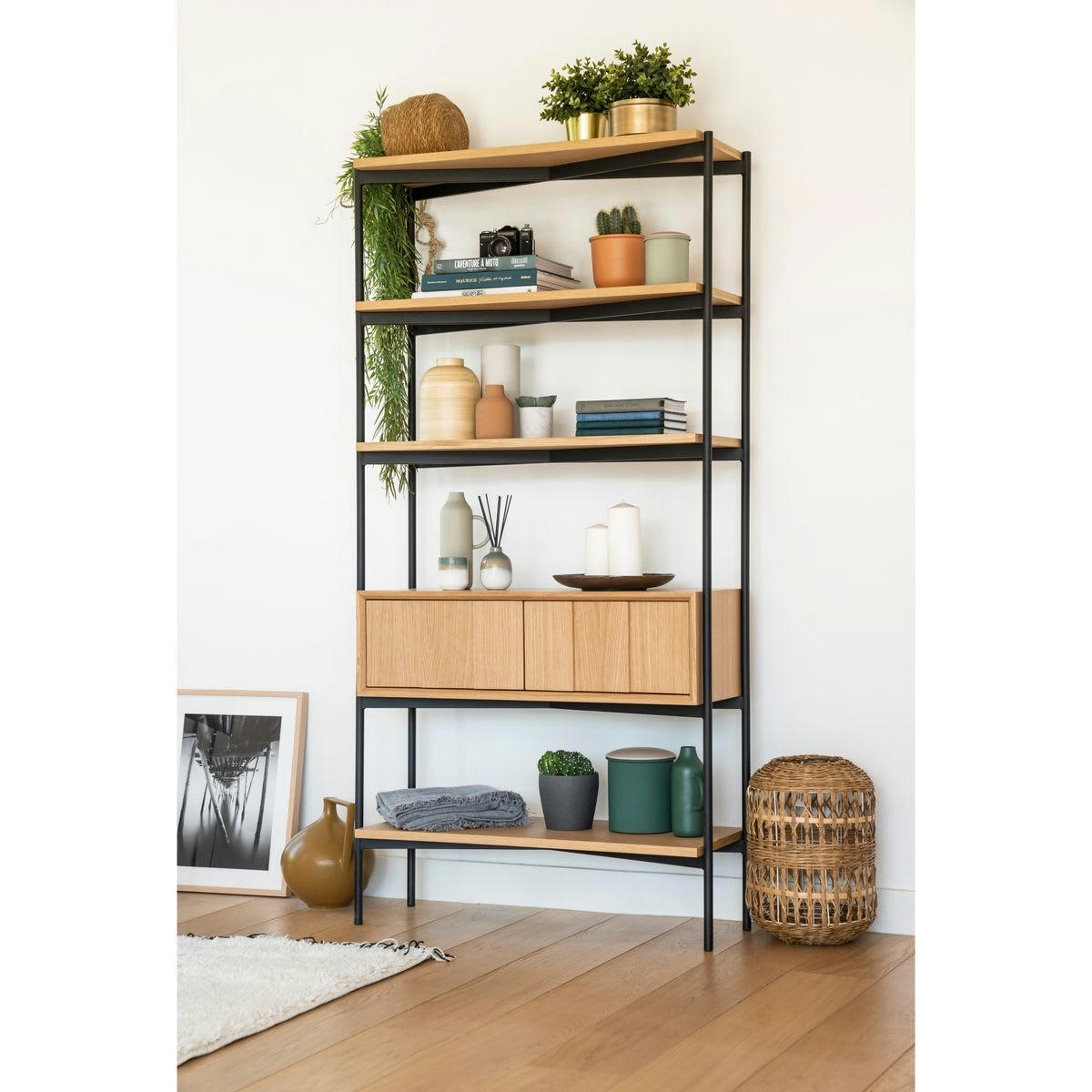 HYMA - Bibliothèque chêne naturel 180 cm