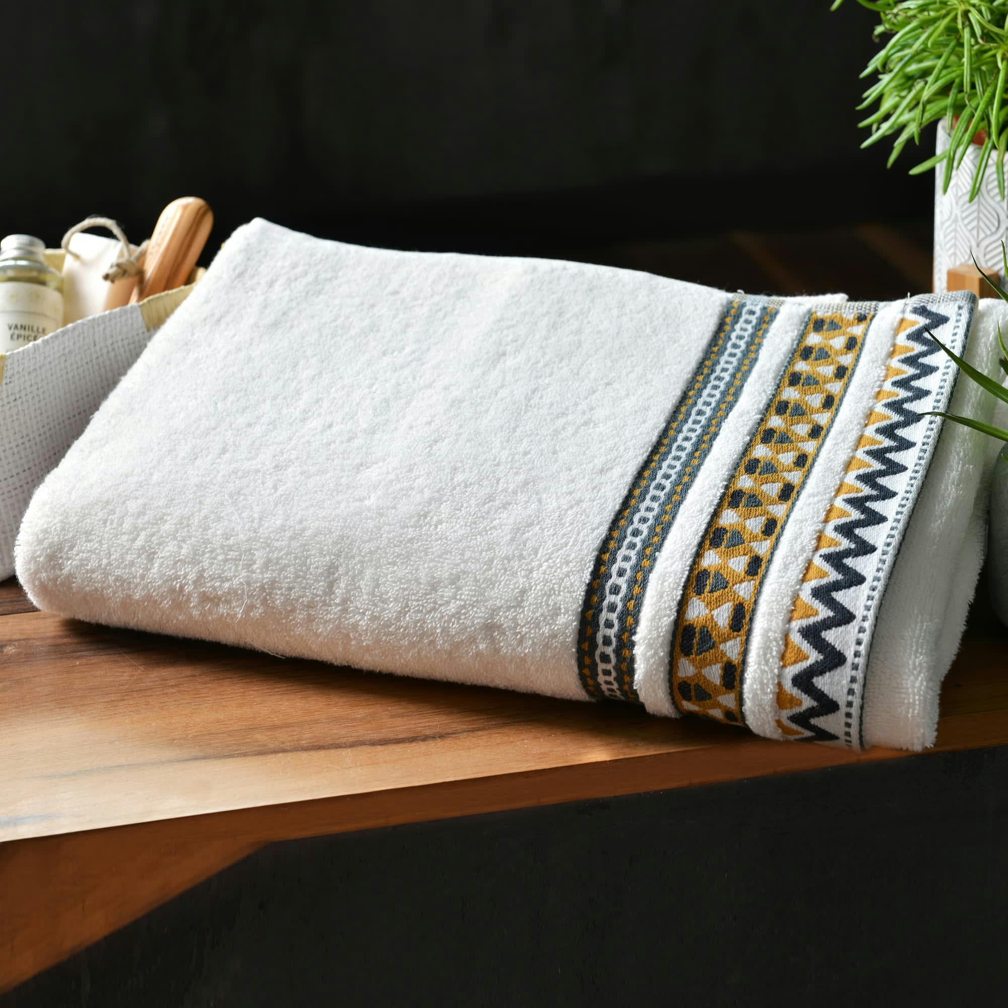 MEXIQUE - Drap de bain 70x140 blanc en coton