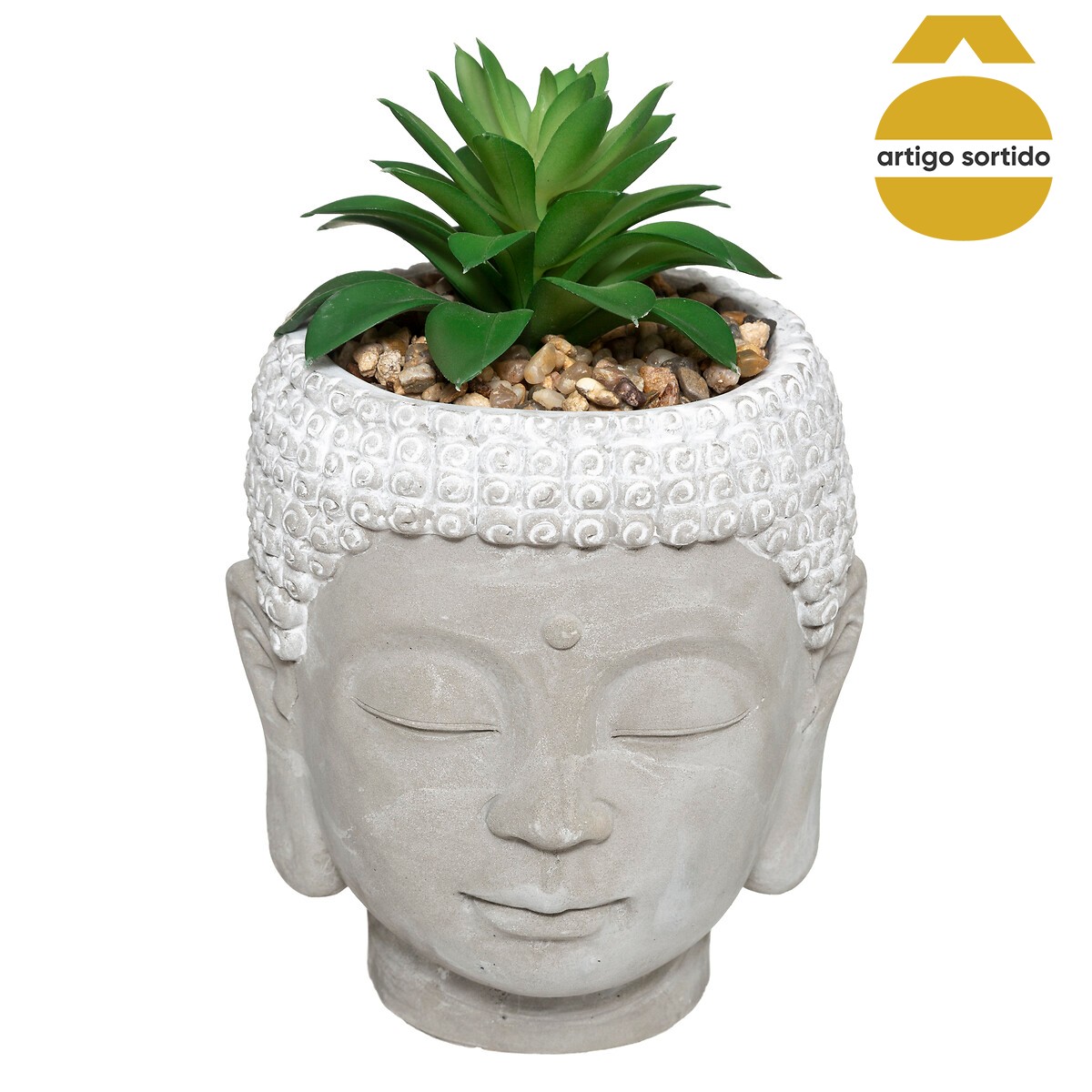 Vaso buda com planta artificial 13,5cm
