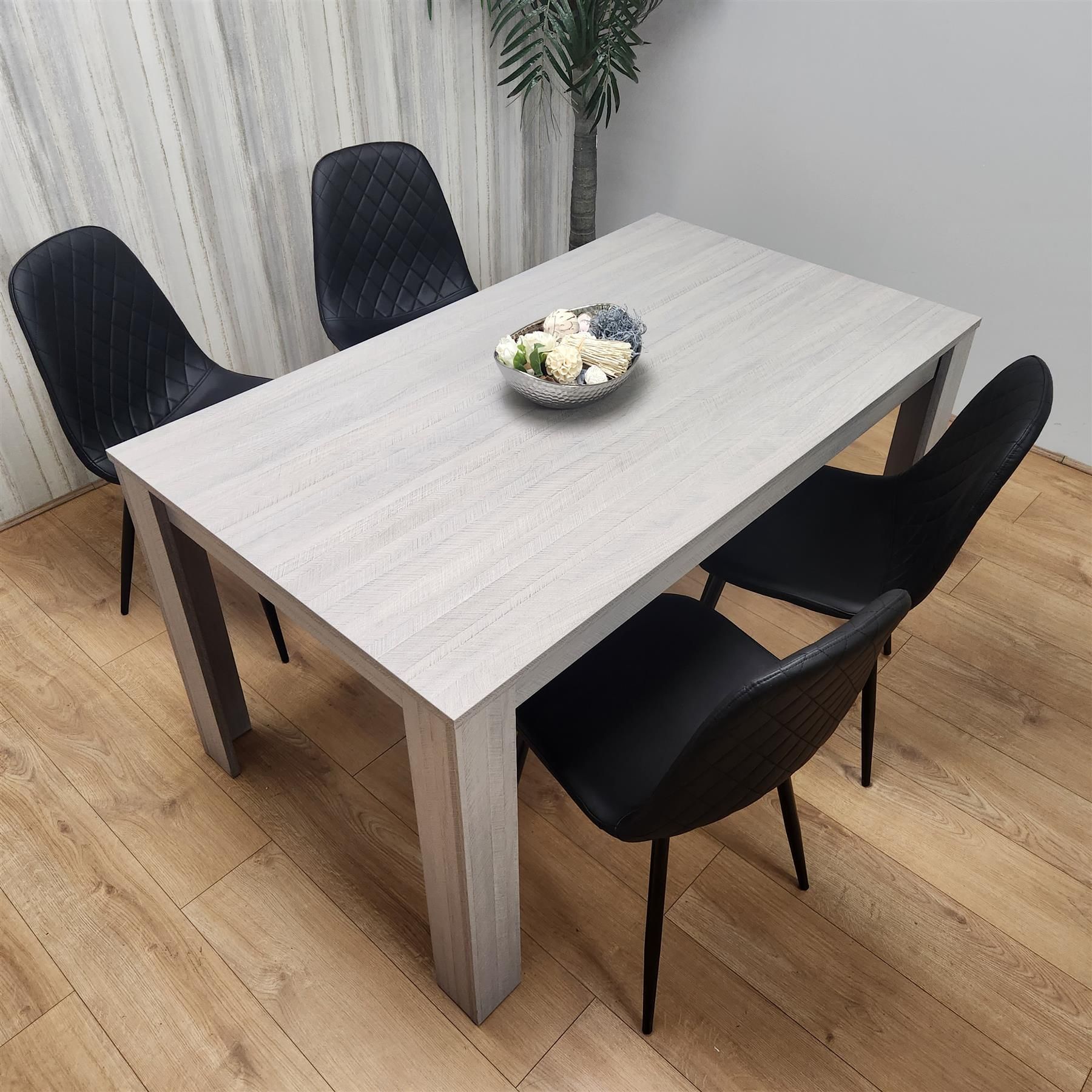 KOSY KOALA Kosy Koala Modern Rectangle Dining Table Set With 4 Black Gem Pattern Chairs Dining Room Furniture