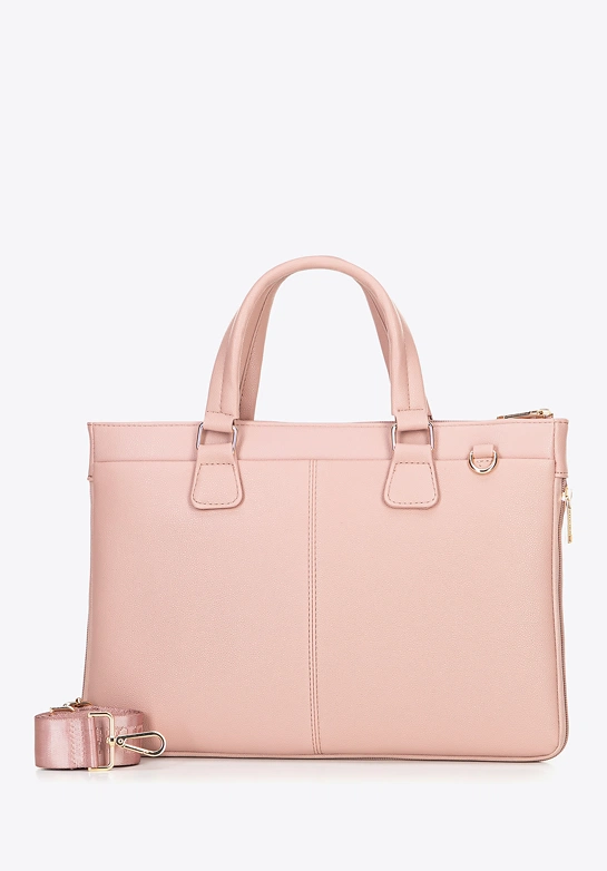 Torba na laptopa 14,5” z imitacji skóry różowa