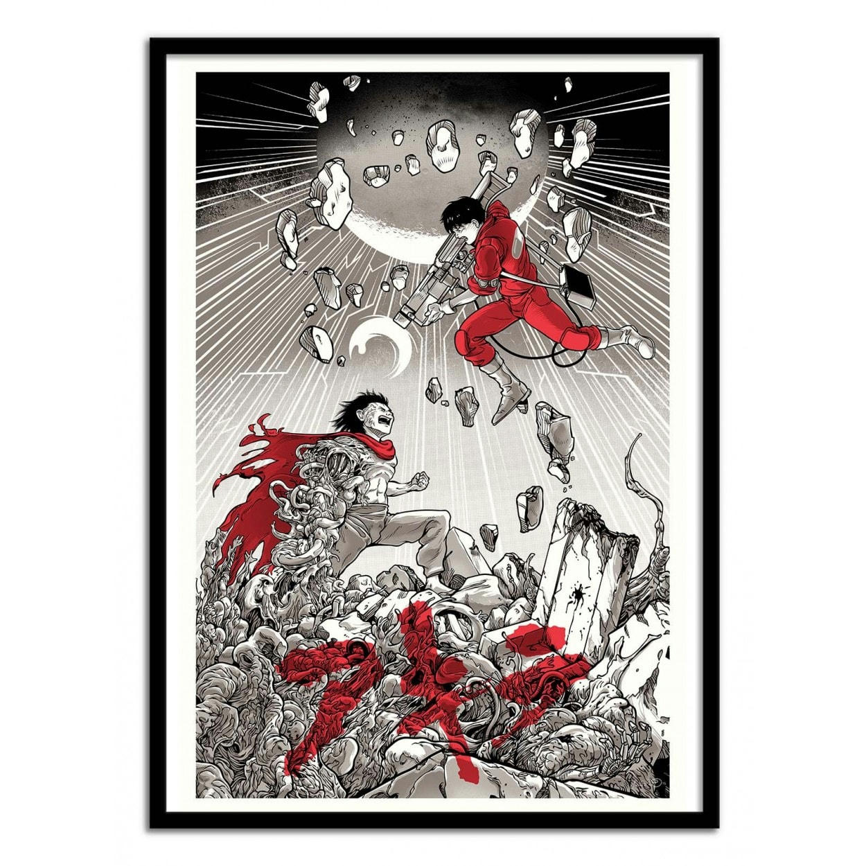 JOSHUA BUDICH - AKIRA -  Affiche d'art avec Cadre bois noir - 30 x 40 cm