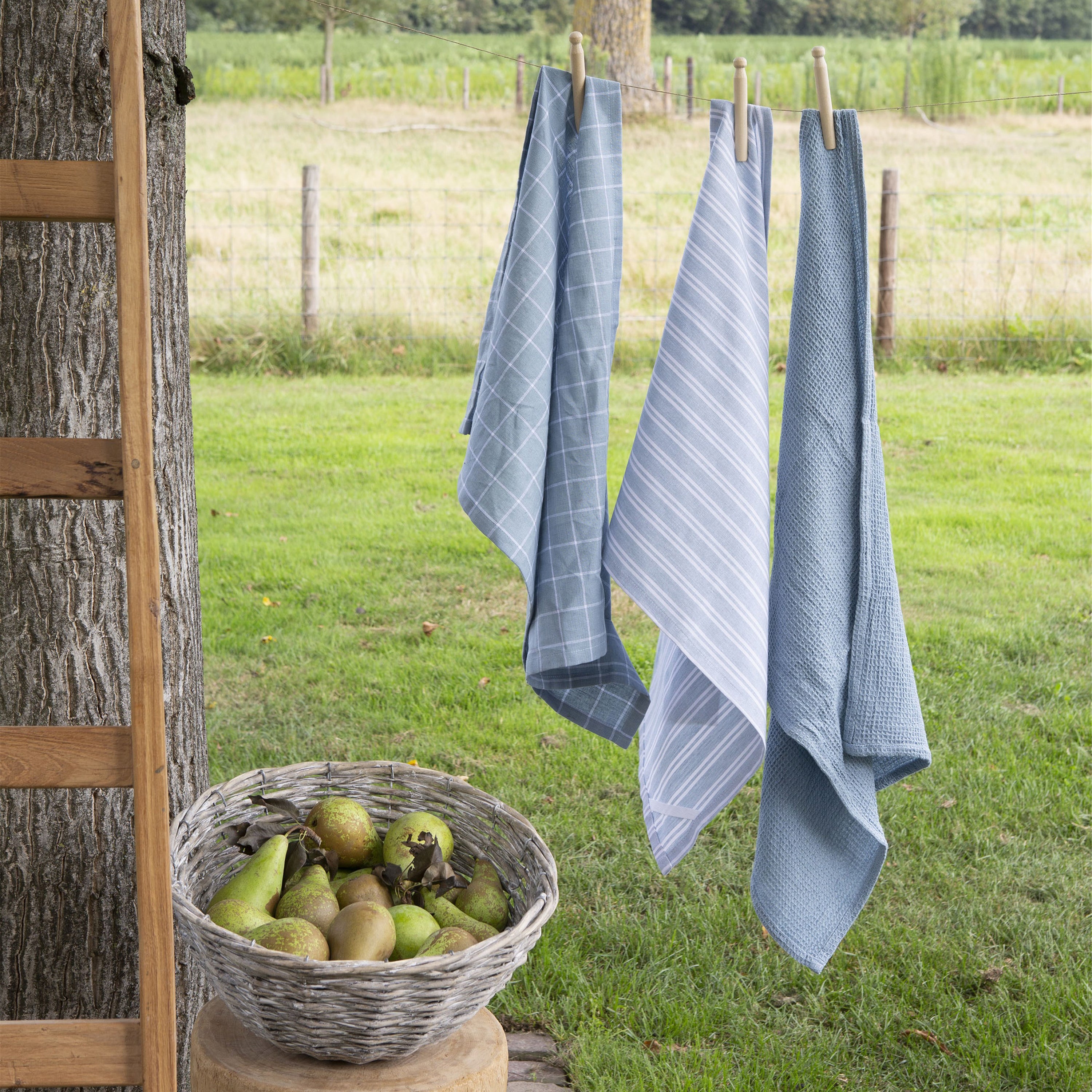 Walra Dry with Cubes Uni Keuken- en Theedoekset 3 st. - Blauw