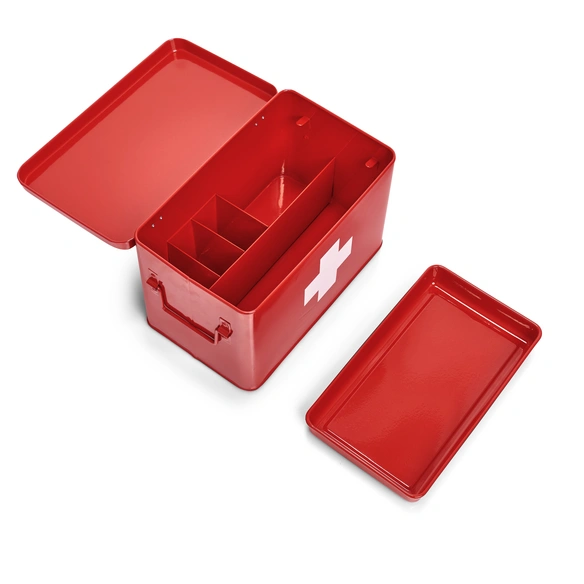 Medizinbox, rot/grün, Metall, für Haushalt