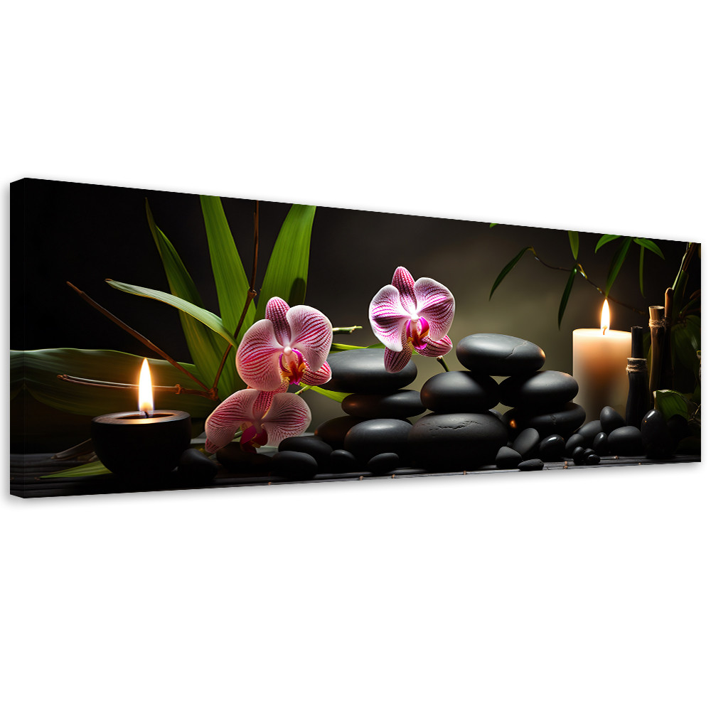 Feeby Obraz na płótnie, Orchidea Storczyk Świeczki 90x30