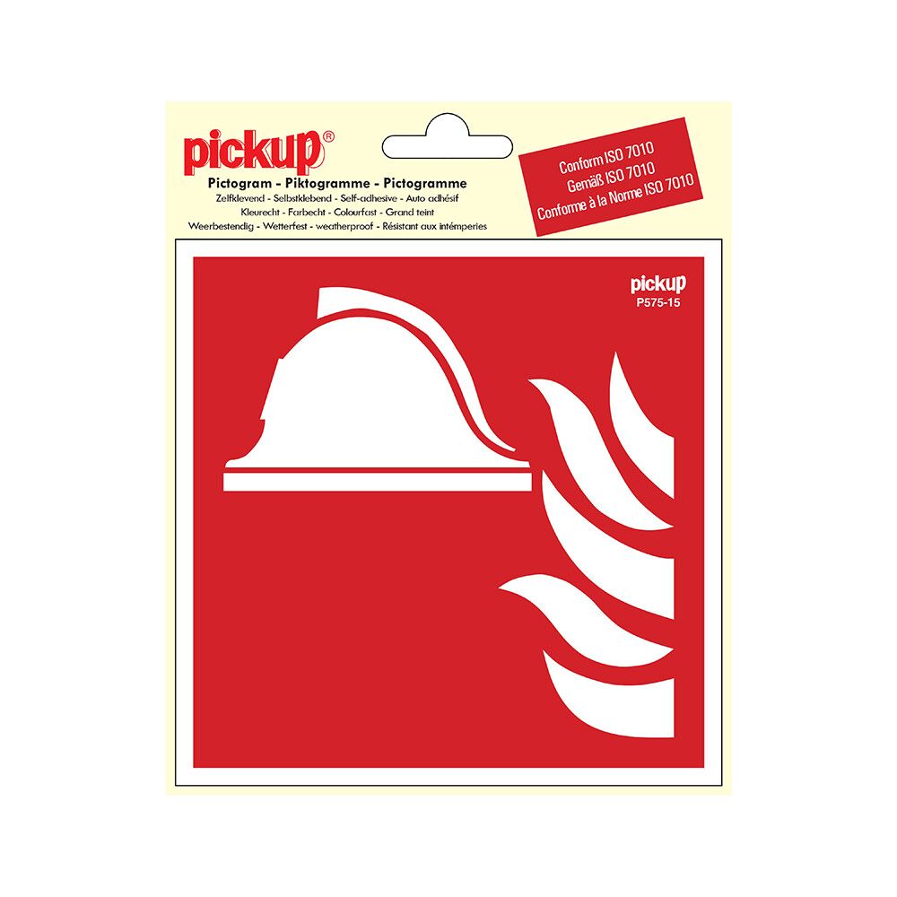 SKILT PICKUP PICTOGRAM BRANNUTSTYR 15 X 15 CM