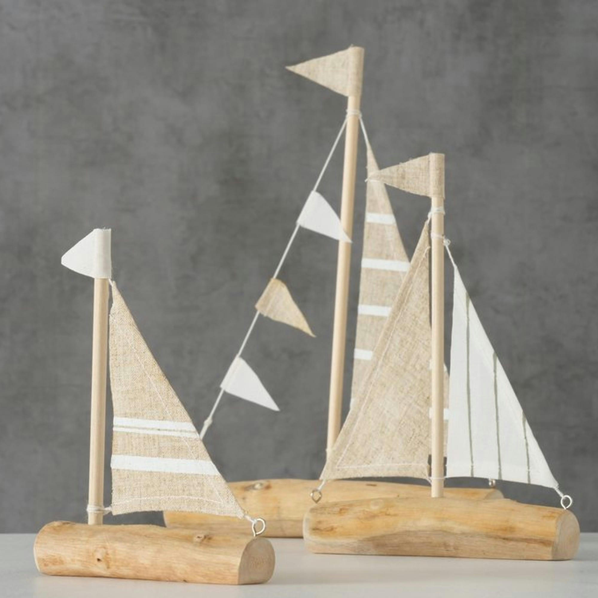 - Set de 3 bateaux décoratifs en bois à poser